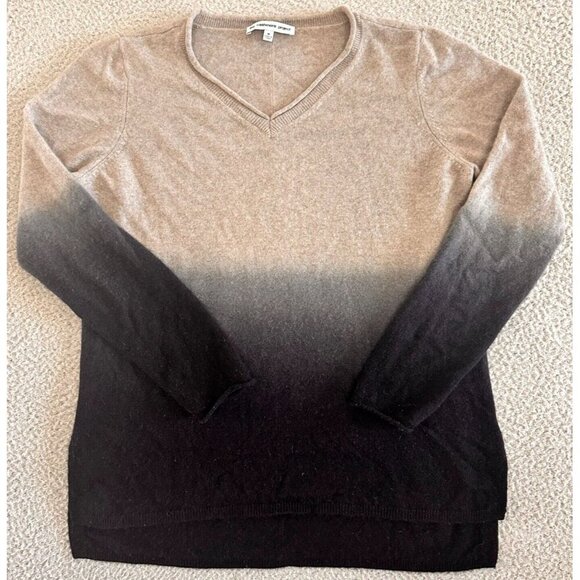 The Cashmere Project V Neck Sweater Beige Black Ombre Pullover - Picture 1 of 16